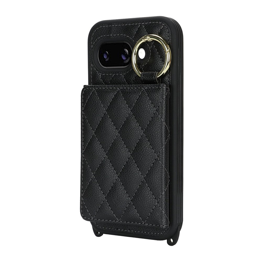 For Google Pixel 10a Case with Lanyard  /  Mirror  /  Card Holder Grids Pattern RFID Blocking Phone Cover