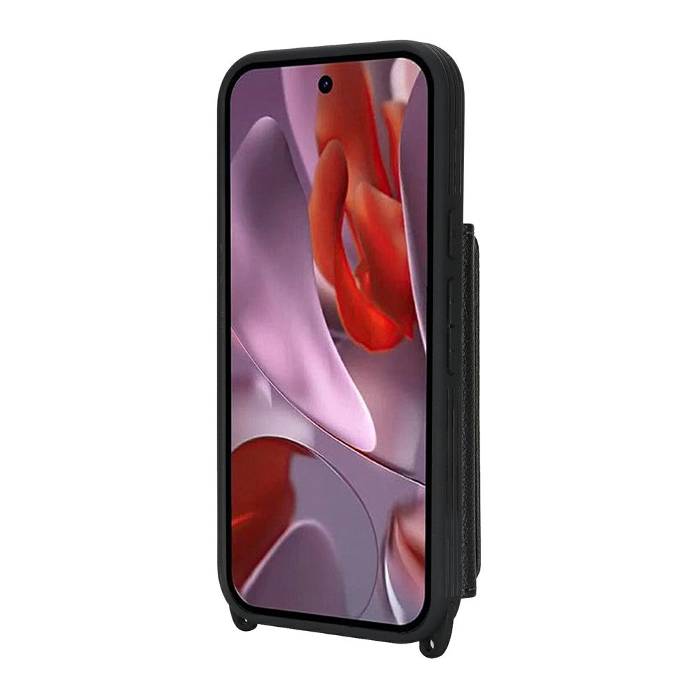 For Google Pixel 10a Case with Lanyard  /  Mirror  /  Card Holder Grids Pattern RFID Blocking Phone Cover