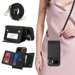 For Google Pixel 10a Case with Lanyard  /  Mirror  /  Card Holder Grids Pattern RFID Blocking Phone Cover