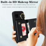 For Google Pixel 10a Case with Lanyard  /  Mirror  /  Card Holder Grids Pattern RFID Blocking Phone Cover