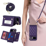 For Google Pixel 10a Case with Lanyard  /  Mirror  /  Card Holder Grids Pattern RFID Blocking Phone Cover
