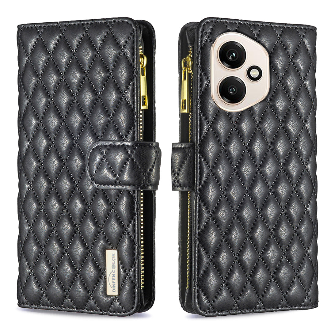 BINFEN COLOR til Honor 400 Lite 5G BF Style-15 Læderetui Lynlåslomme Rhombus Telefoncover