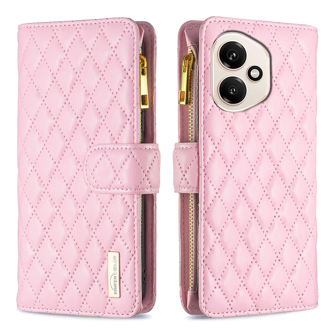 BINFEN COLOR til Honor 400 Lite 5G BF Style-15 Læderetui Lynlåslomme Rhombus Telefoncover