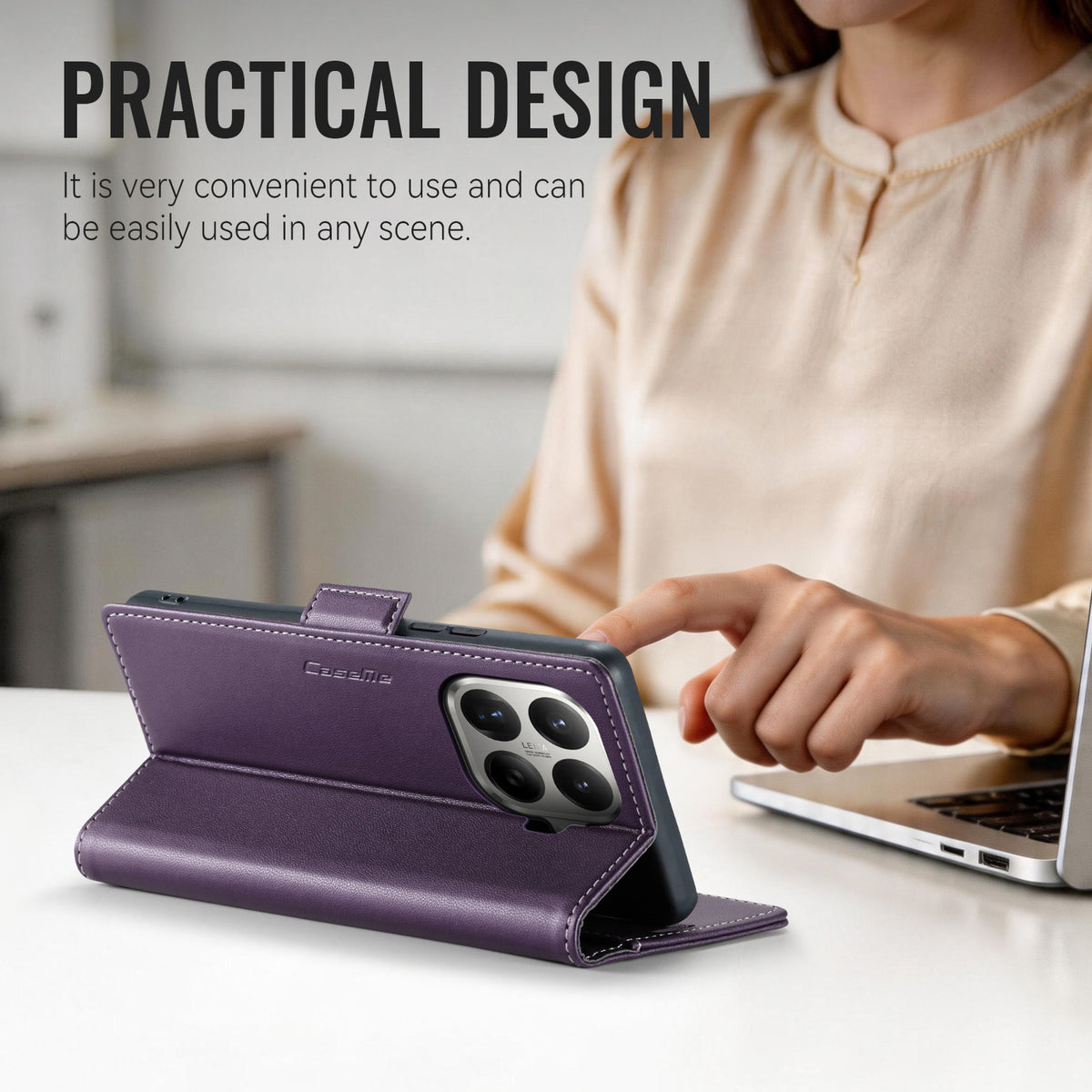 CASEME for Xiaomi 17T Pro Case  023 Series RFID Blocking Wallet Stand Glossy Litchi Texture Leather Phone Cover