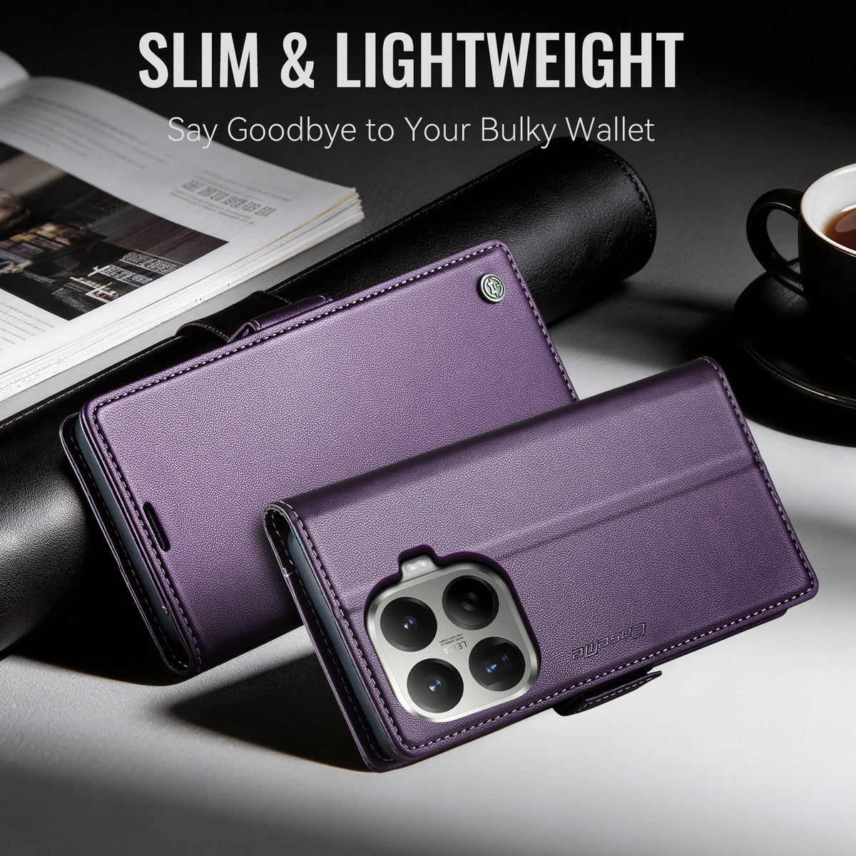 CASEME for Xiaomi 17T Pro Case  023 Series RFID Blocking Wallet Stand Glossy Litchi Texture Leather Phone Cover