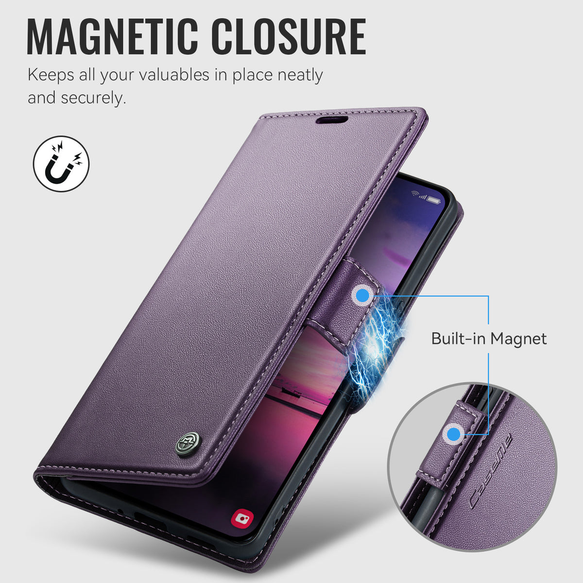 CASEME for Xiaomi 17T Pro Case  023 Series RFID Blocking Wallet Stand Glossy Litchi Texture Leather Phone Cover