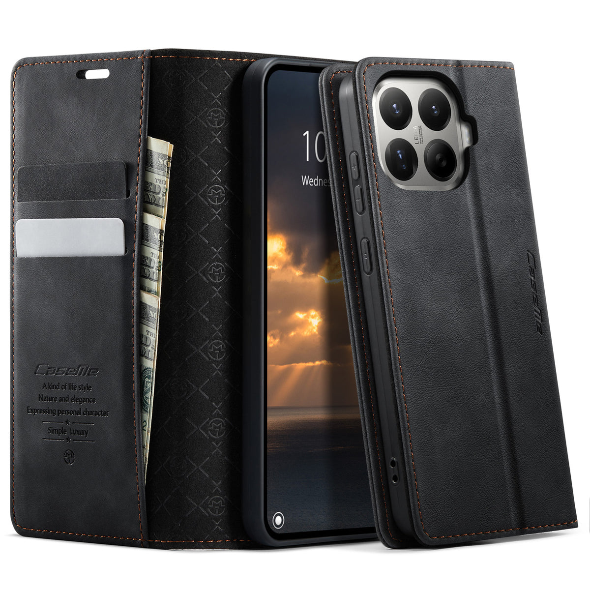 CASEME för Xiaomi 17T Pro-skal 033-serien RFID-blockerande plånboksfodral med kalvstruktur i läder