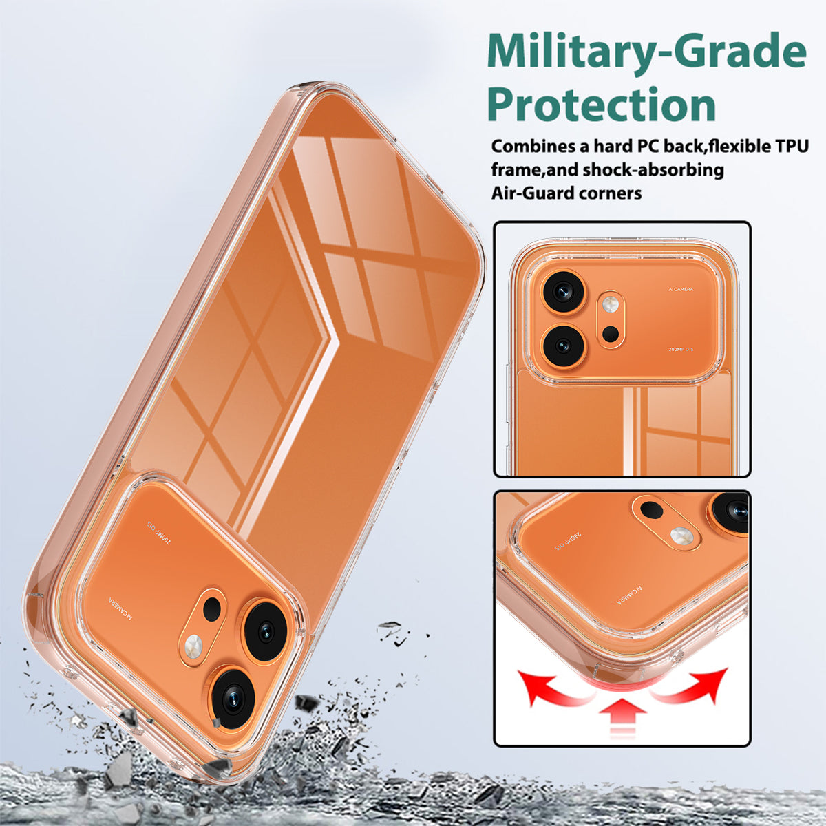 For Honor 600 Pro 5G / Honor 600 5G Clear Phone Case TPU+Acrylic Shockproof Phone Back Cover