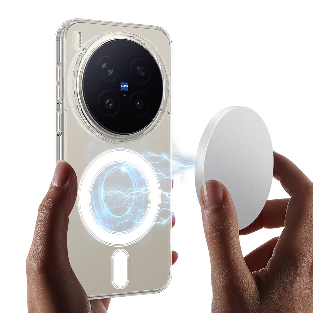 Til vivo X300 Pro 5G Gennemsigtigt Magnetisk Telefoncover TPU + Akryl Bagside