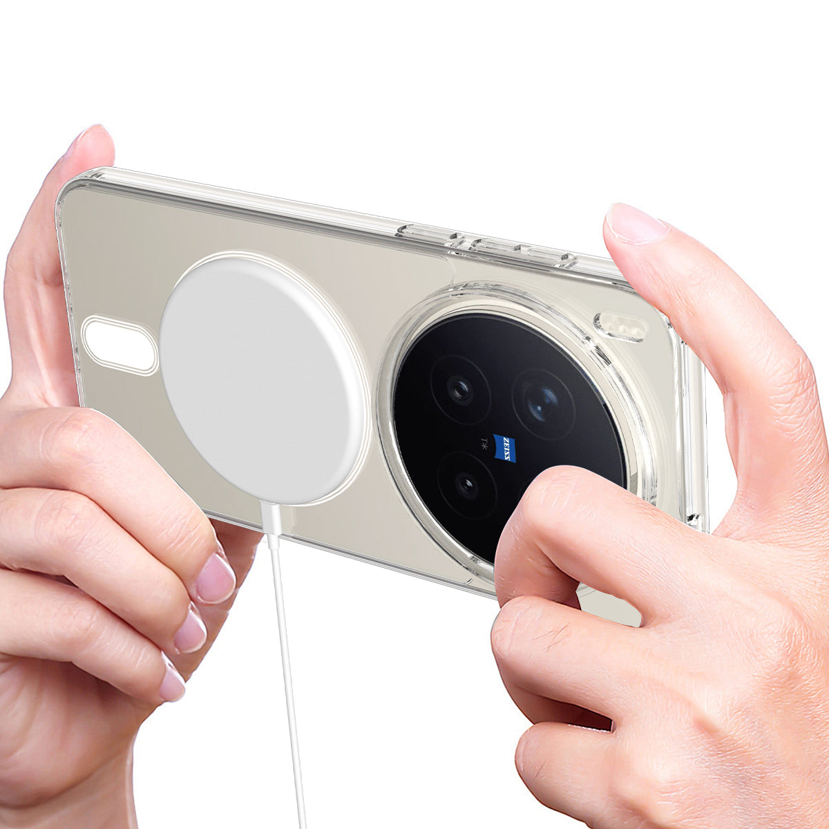 Til vivo X300 Pro 5G Gennemsigtigt Magnetisk Telefoncover TPU + Akryl Bagside