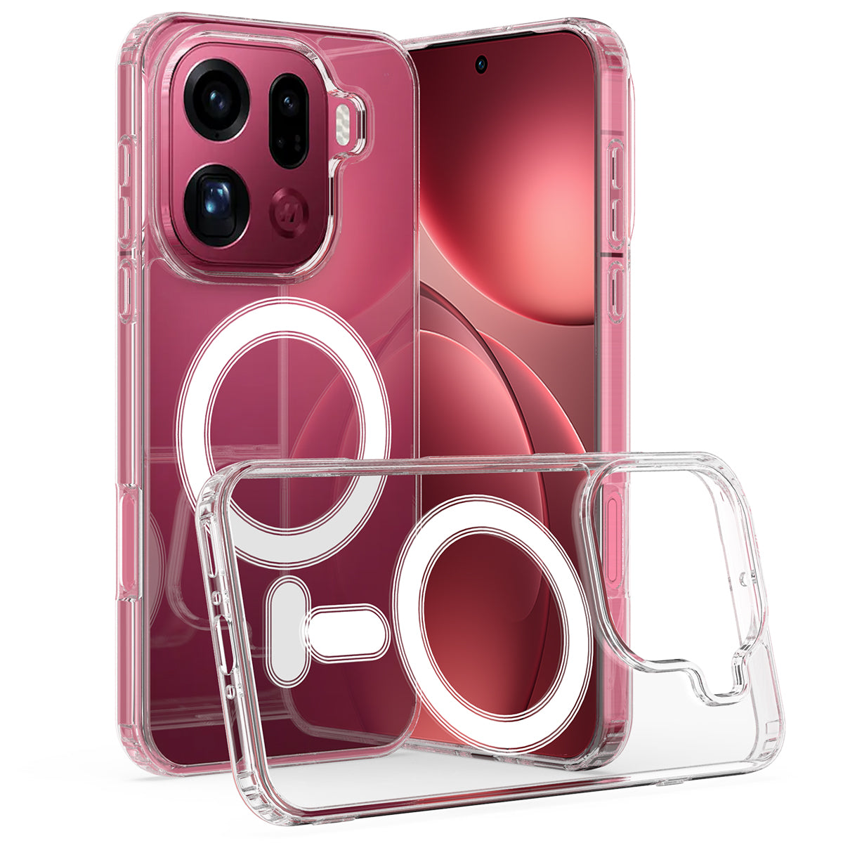 For Oppo Find X9 Pro 5G Clear Phone Magnetic Case TPU + Acrylic Back Cover