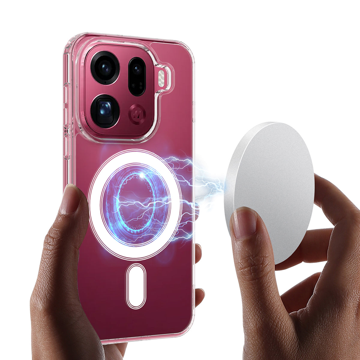 For Oppo Find X9 Pro 5G Clear Phone Magnetic Case TPU + Acrylic Back Cover