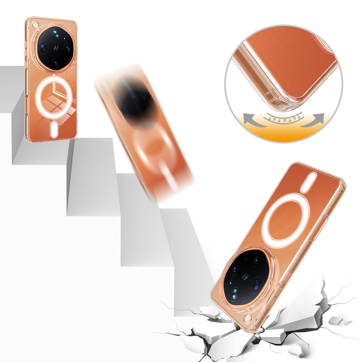 Til Oppo Find X9 Ultra 5G Klart Magnetisk Telefoncover TPU + Akryl Bagside