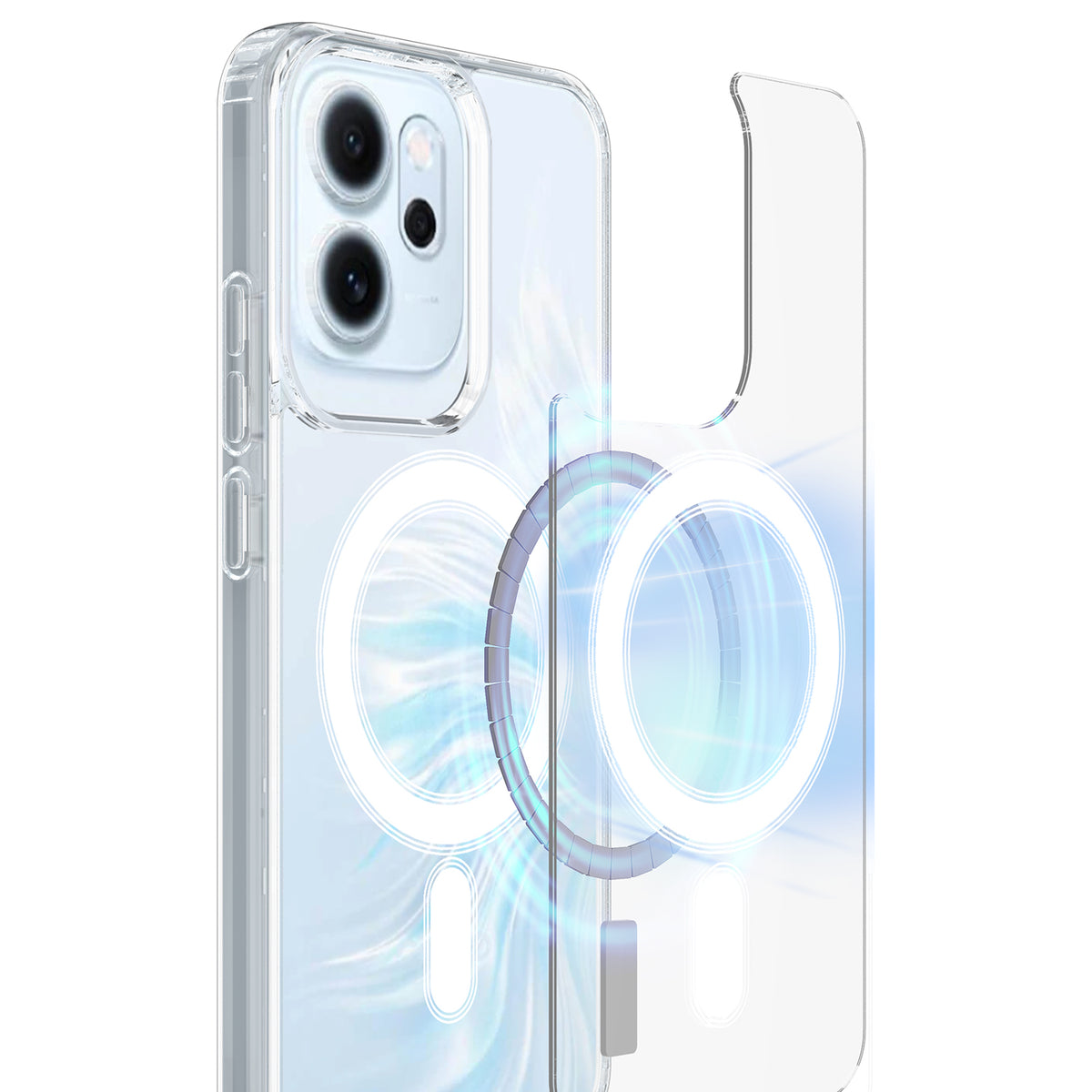 Oppo Reno14 5G (Kina) / Oppo Reno14 F 5G / Oppo Reno13 5G (Global) / Oppo Reno14 5G (Global) Genomskinligt Magnetiskt mobilskal TPU + Akryl Bakstycke
