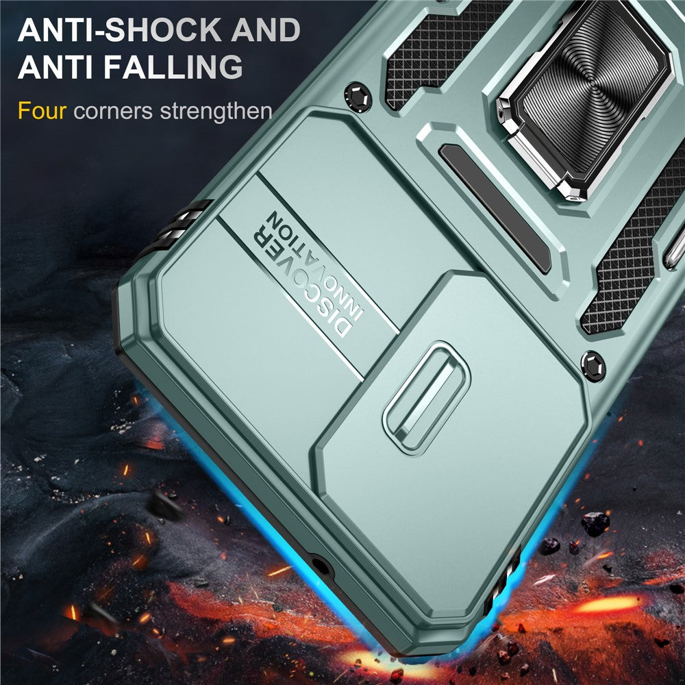 For Samsung Galaxy A27 5G Case Kickstand Slide Lens Lid PC + TPU Drop-Proof Phone Cover