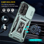 For Samsung Galaxy A27 5G Case Kickstand Slide Lens Lid PC + TPU Drop-Proof Phone Cover