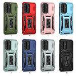 For Samsung Galaxy A27 5G Case Kickstand Slide Lens Lid PC + TPU Drop-Proof Phone Cover