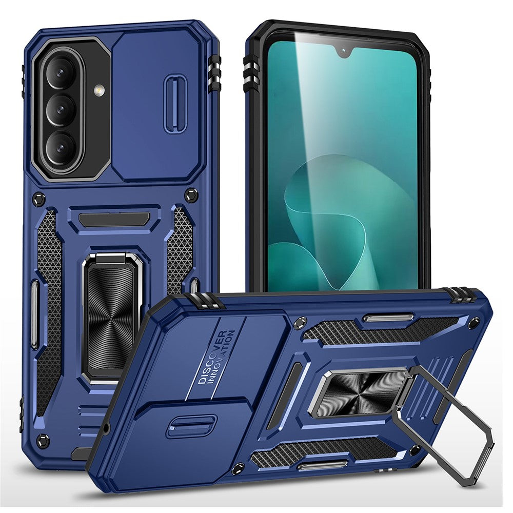 For Samsung Galaxy A27 5G Case Kickstand Slide Lens Lid PC + TPU Drop-Proof Phone Cover