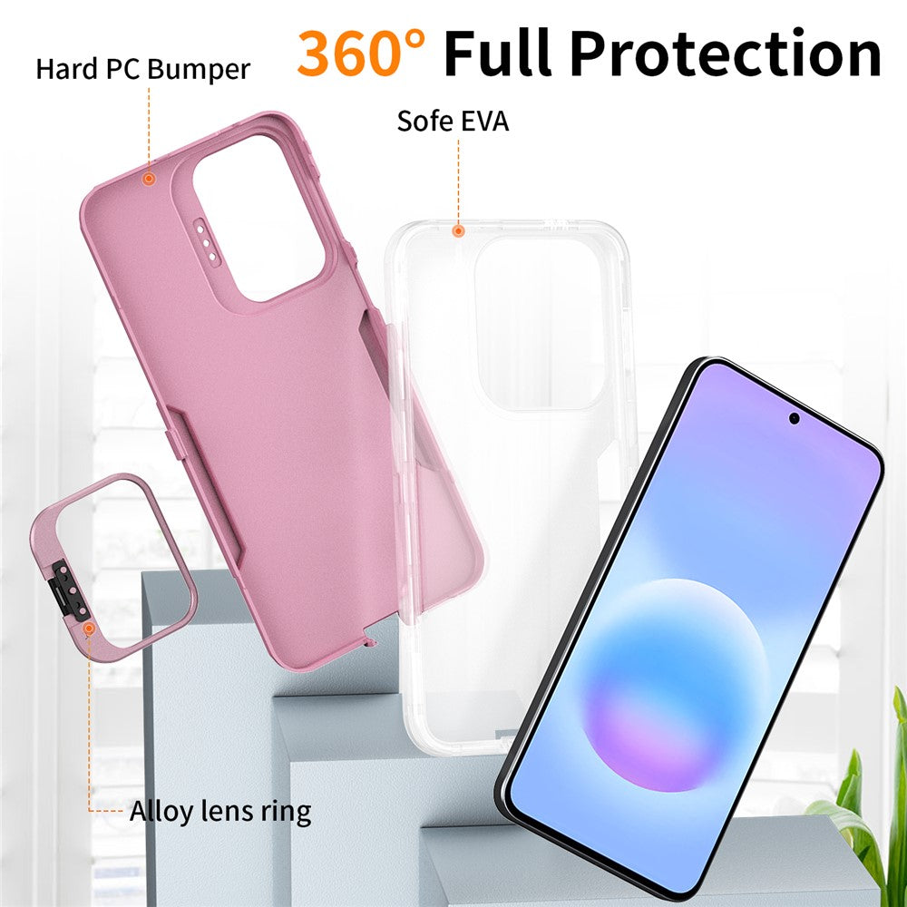 For Samsung Galaxy A27 5G Case TPU + PC Hybrid Phone Cover with Alloy Lens Frame Kickstand