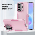 For Samsung Galaxy A27 5G Case TPU + PC Hybrid Phone Cover with Alloy Lens Frame Kickstand
