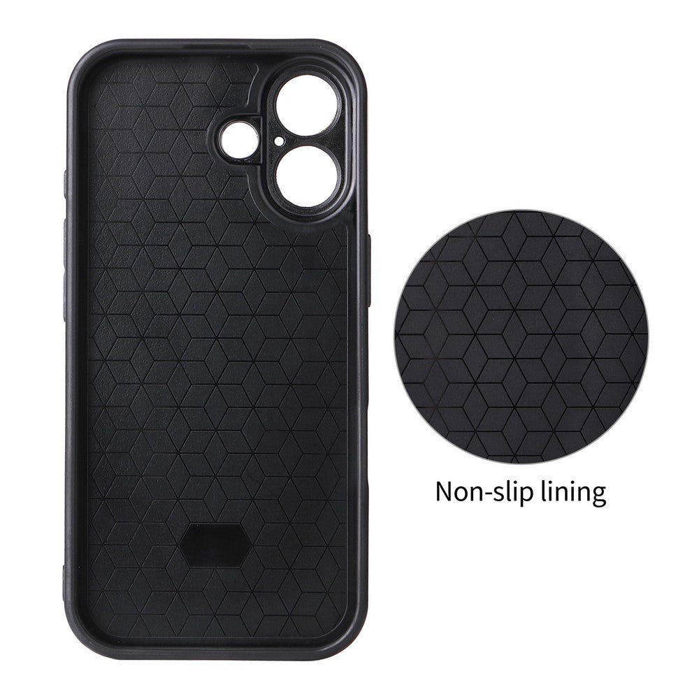 For iPhone 16 Plus Case Carbon Fiber Texture Leather Coated TPU PC Phone Cover with Metal Ring for Magnetic Car Mount