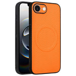 For iPhone 16e  /  17e Case Carbon Fiber Texture Leather Coated TPU PC Phone Cover with Metal Ring for Magnetic Car Mount