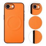 For iPhone 16e  /  17e Case Carbon Fiber Texture Leather Coated TPU PC Phone Cover with Metal Ring for Magnetic Car Mount