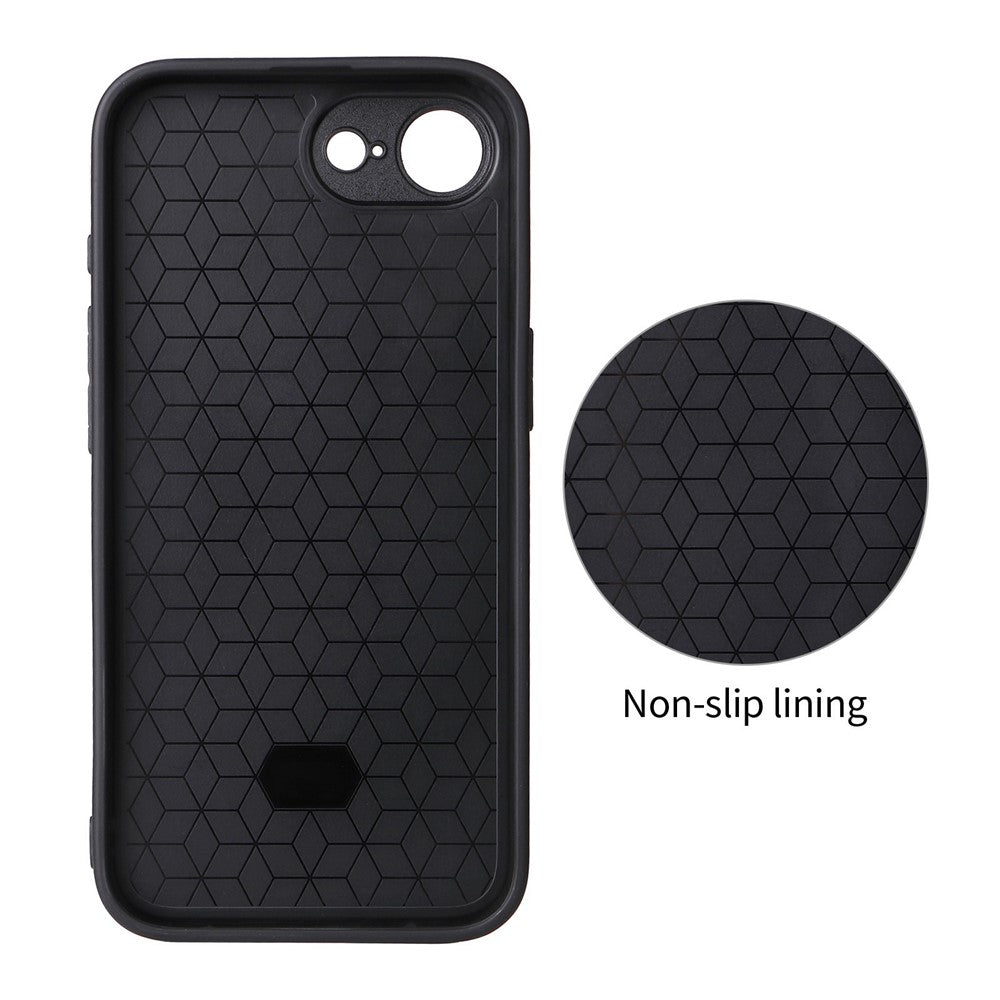 For iPhone 16e  /  17e Case Carbon Fiber Texture Leather Coated TPU PC Phone Cover with Metal Ring for Magnetic Car Mount