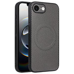 For iPhone 16e  /  17e Case Carbon Fiber Texture Leather Coated TPU PC Phone Cover with Metal Ring for Magnetic Car Mount