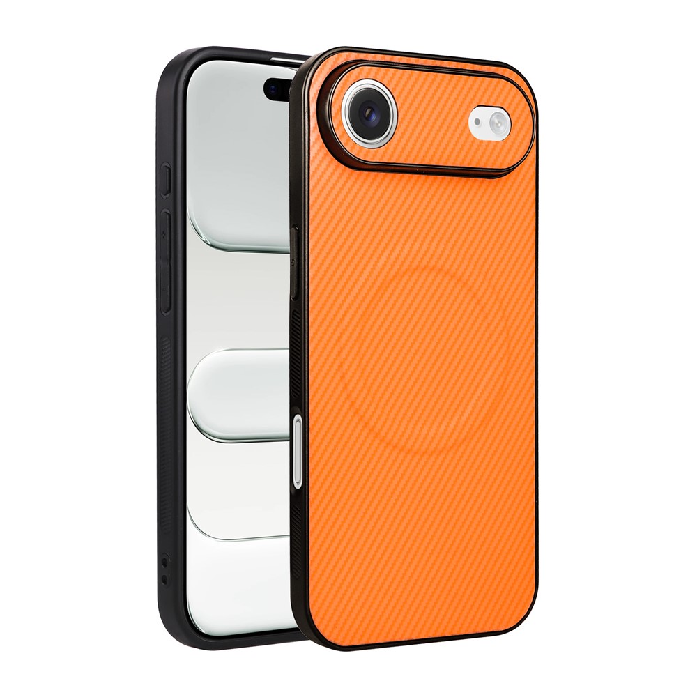 Til iPhone Air Case Cover i kulfibertekstur, læderbelagt TPU PC-telefoncover med metalring til magnetisk bilholder
