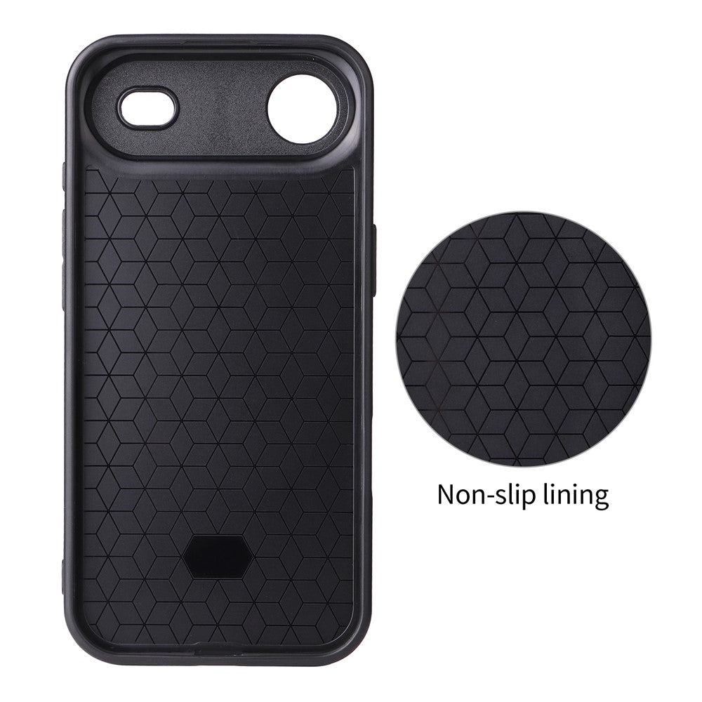 Til iPhone Air Case Cover i kulfibertekstur, læderbelagt TPU PC-telefoncover med metalring til magnetisk bilholder