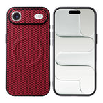Til iPhone Air Case Cover i kulfibertekstur, læderbelagt TPU PC-telefoncover med metalring til magnetisk bilholder