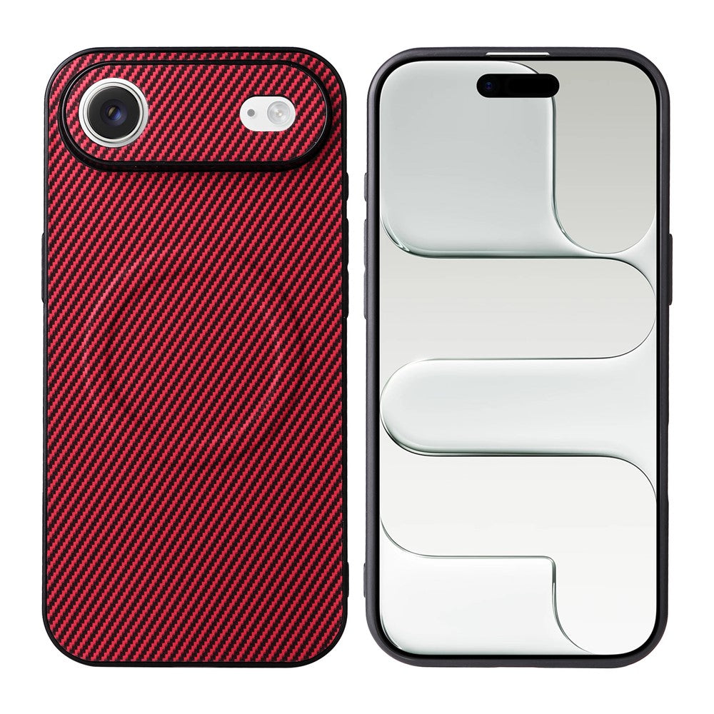 Til iPhone Air Case Cover i kulfibertekstur, læderbelagt TPU PC-telefoncover med metalring til magnetisk bilholder