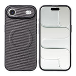Til iPhone Air Case Cover i kulfibertekstur, læderbelagt TPU PC-telefoncover med metalring til magnetisk bilholder