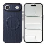 Til iPhone Air Case Cover i kulfibertekstur, læderbelagt TPU PC-telefoncover med metalring til magnetisk bilholder