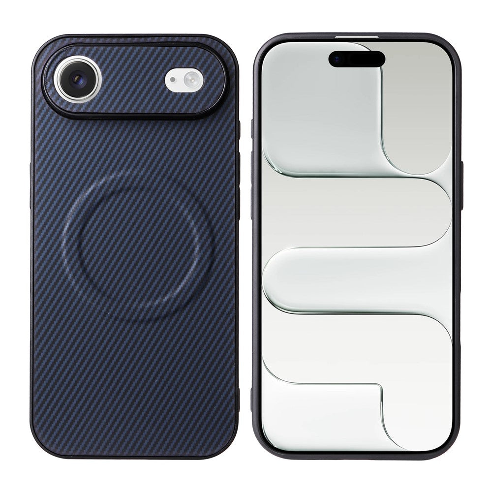 Til iPhone Air Case Cover i kulfibertekstur, læderbelagt TPU PC-telefoncover med metalring til magnetisk bilholder