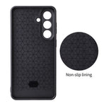 Til Samsung Galaxy S25+ Cover i kulfibertekstur læderbelagt TPU PC telefoncover med metalring til magnetisk bilholder