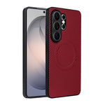 For Samsung Galaxy S26 Ultra Case Carbon Fiber Texture Leather Coated TPU PC Phone Cover with Metal Ring for Magnetic Car Mount