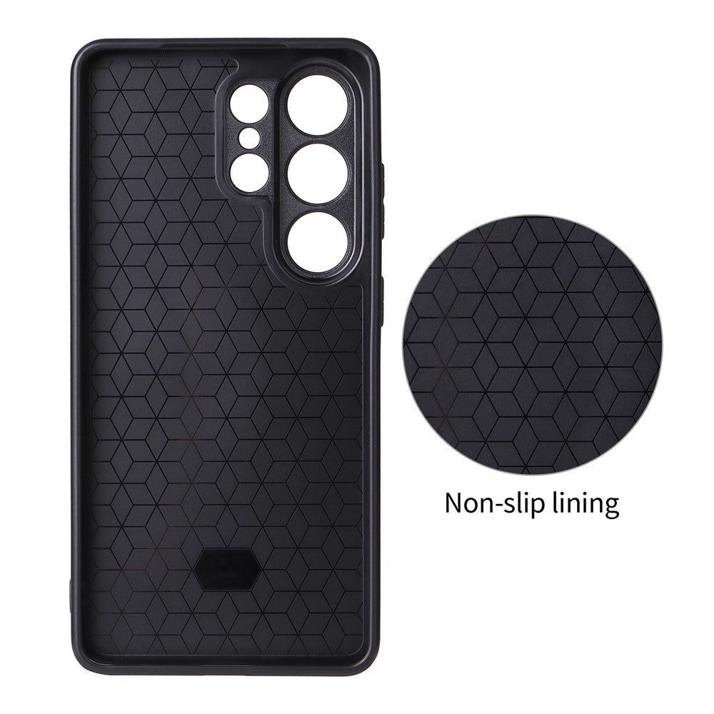 For Samsung Galaxy S26 Ultra Case Carbon Fiber Texture Leather Coated TPU PC Phone Cover with Metal Ring for Magnetic Car Mount