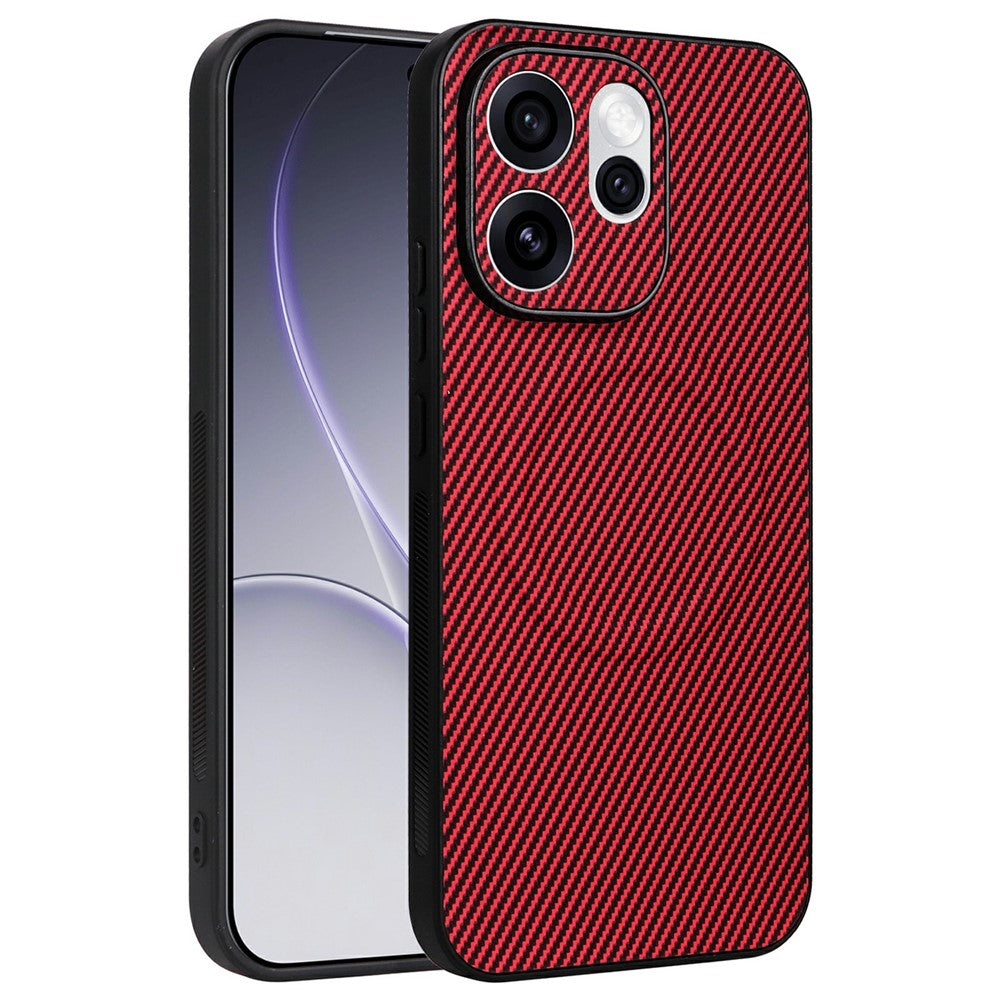 Oppo Reno15 Pro Max 5G (Global) / Reno15 Pro 5G (Kina) skal kolfiberstruktur läderbelagd TPU PC mobilskal med metallring för magnetisk bilmontering