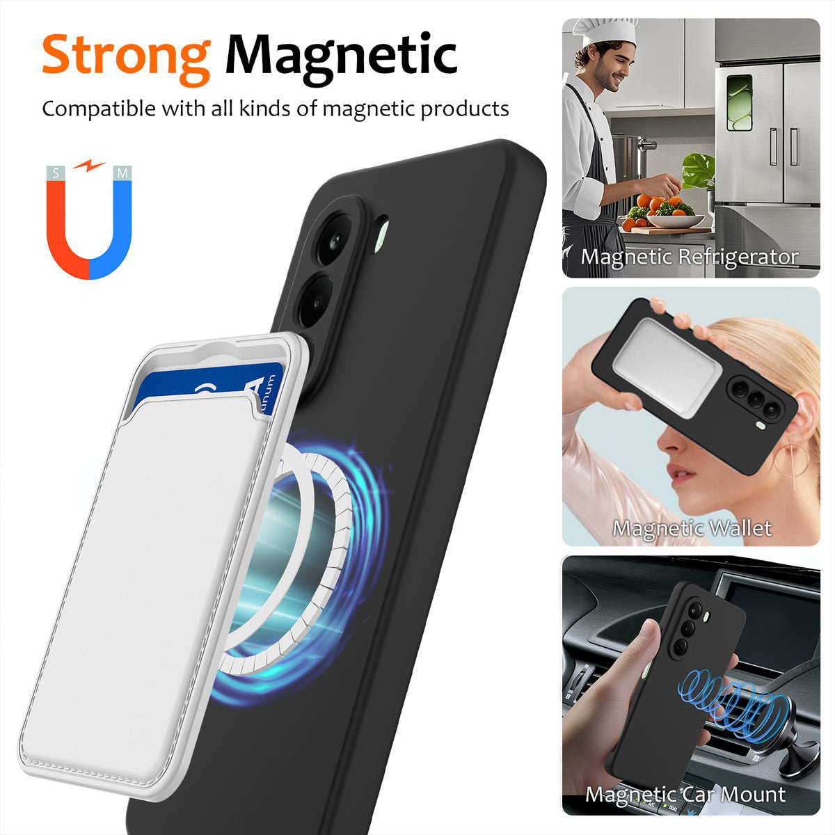 Til Realme P4x 5G / OnePlus Nord CE6 Lite 5G Magnetisk Etui Anti-Dråbe Flydende Silikone Telefoncover med Snor