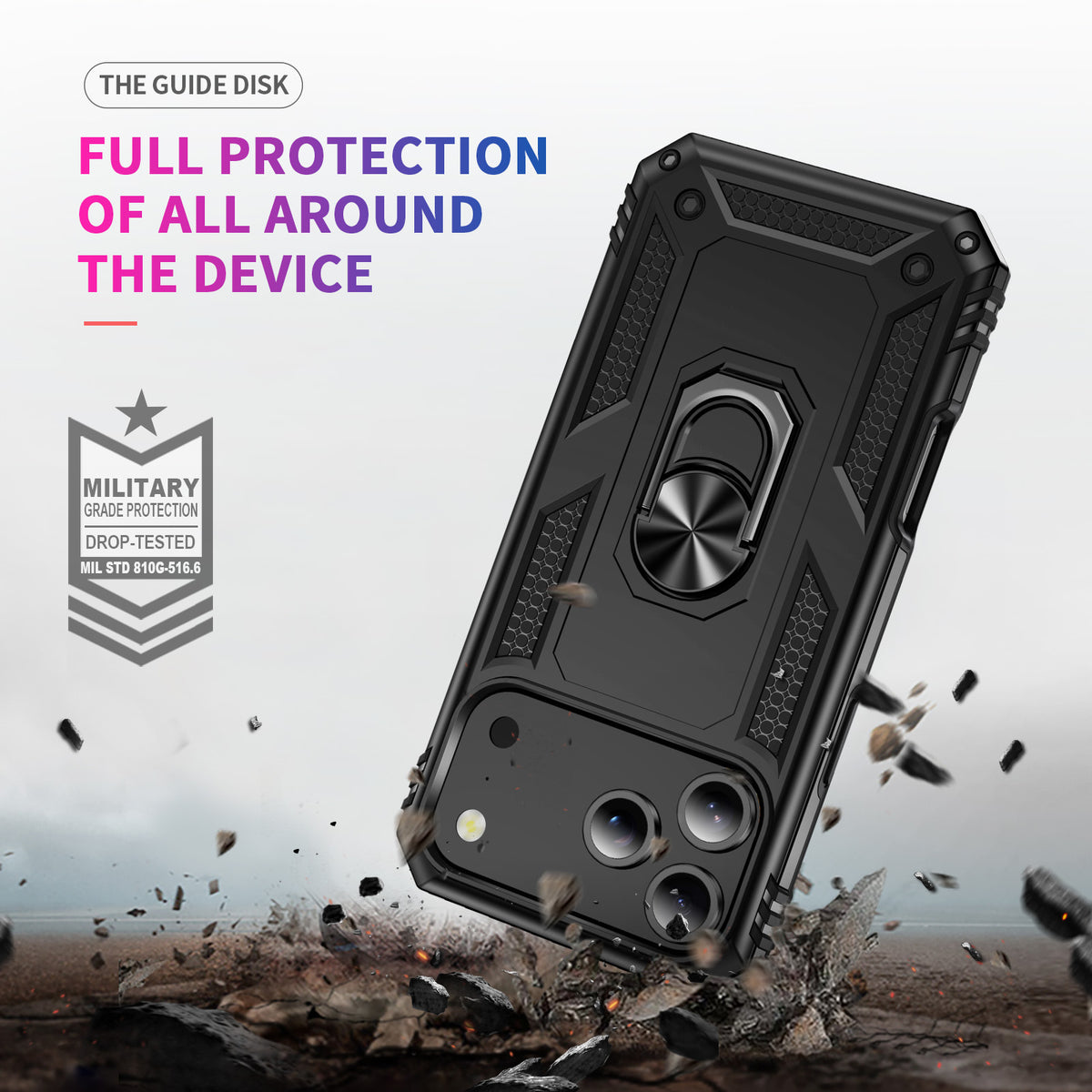 For iPhone 18 Pro Max / 17 Pro Max Case PC + TPU Phone Cover with Kickstand