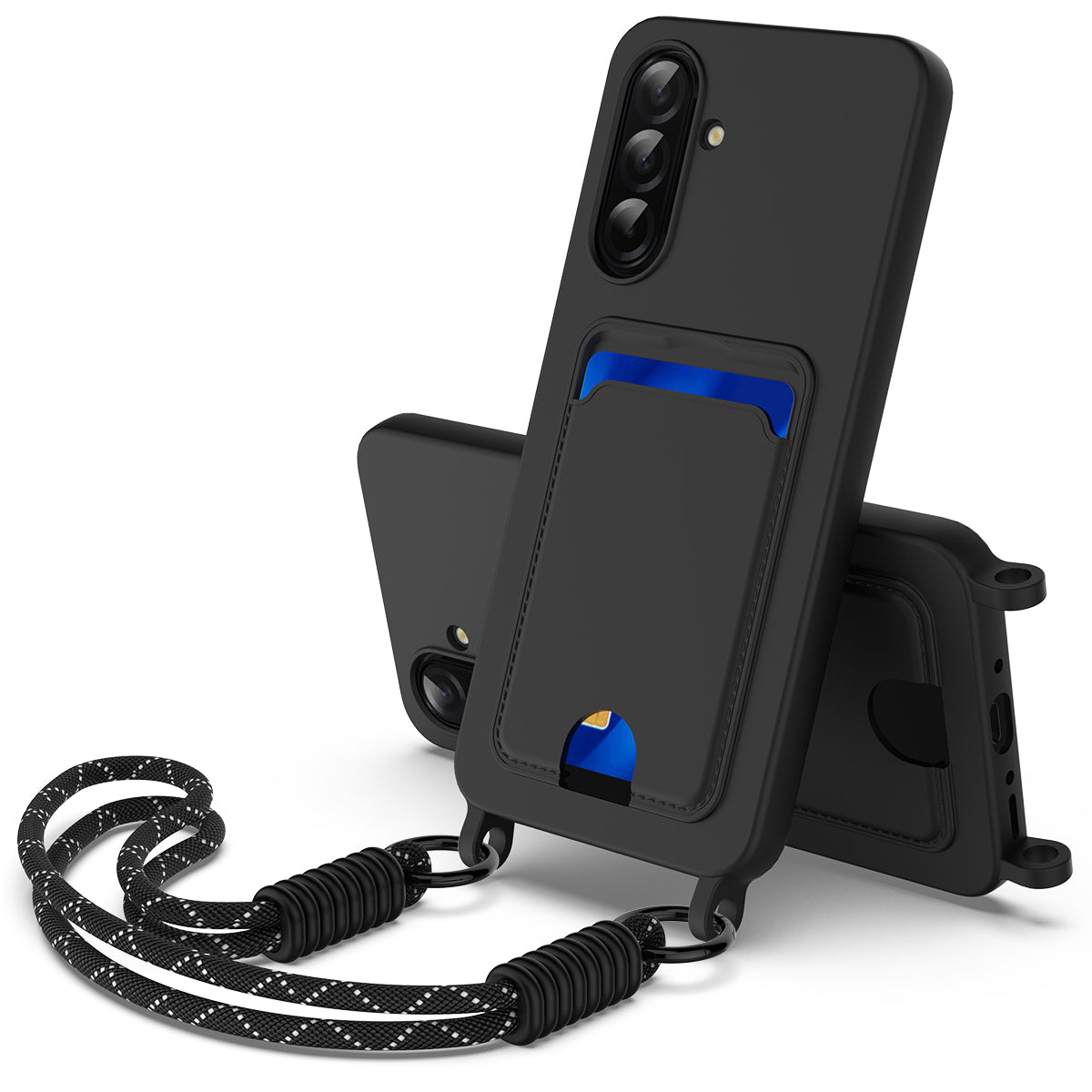 Til Samsung Galaxy S26 FE Flydende Silikone Cover Telefon Bagside med Kortholder og Kort Rem