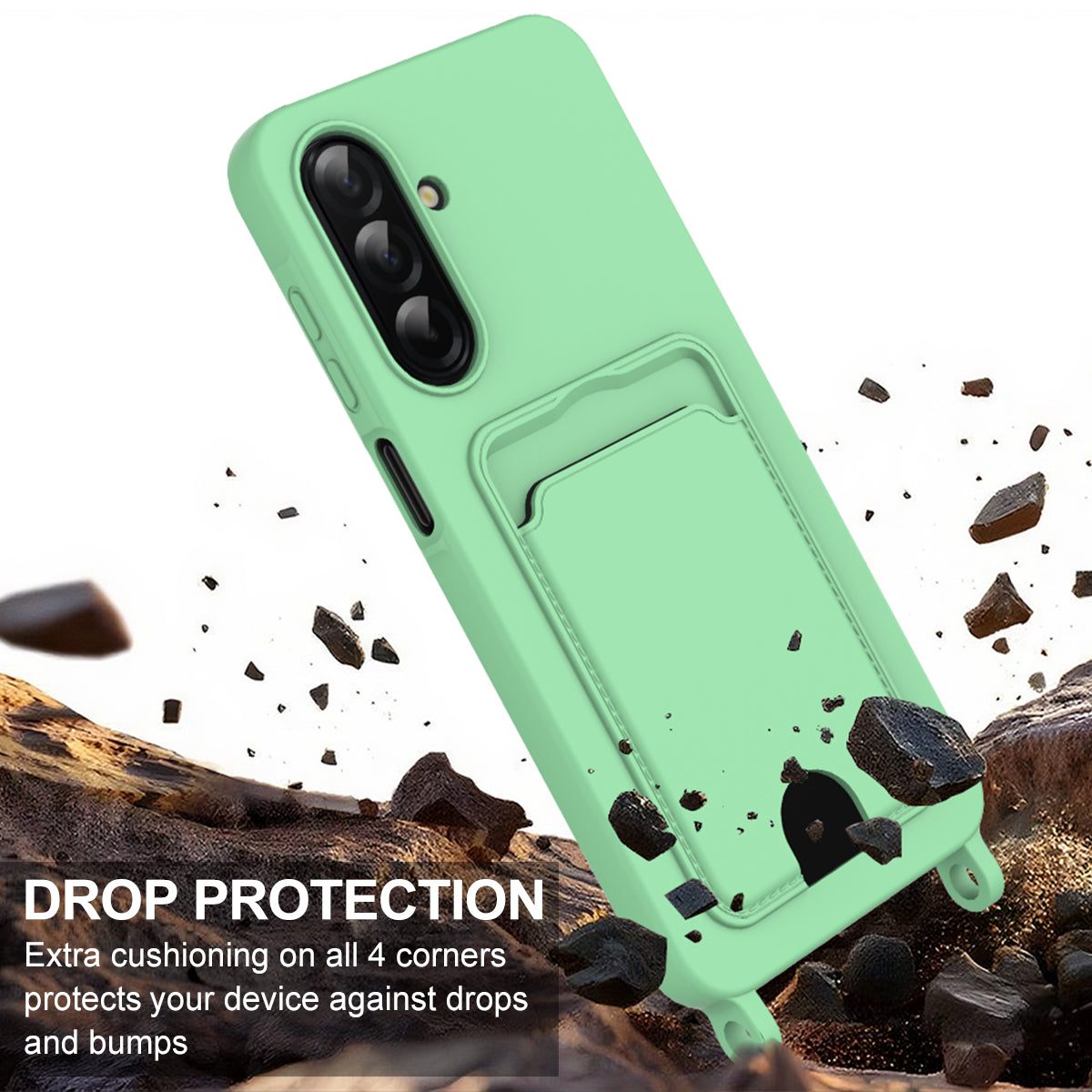 Til Samsung Galaxy S26 FE Flydende Silikone Cover Telefon Bagside med Kortholder og Kort Rem