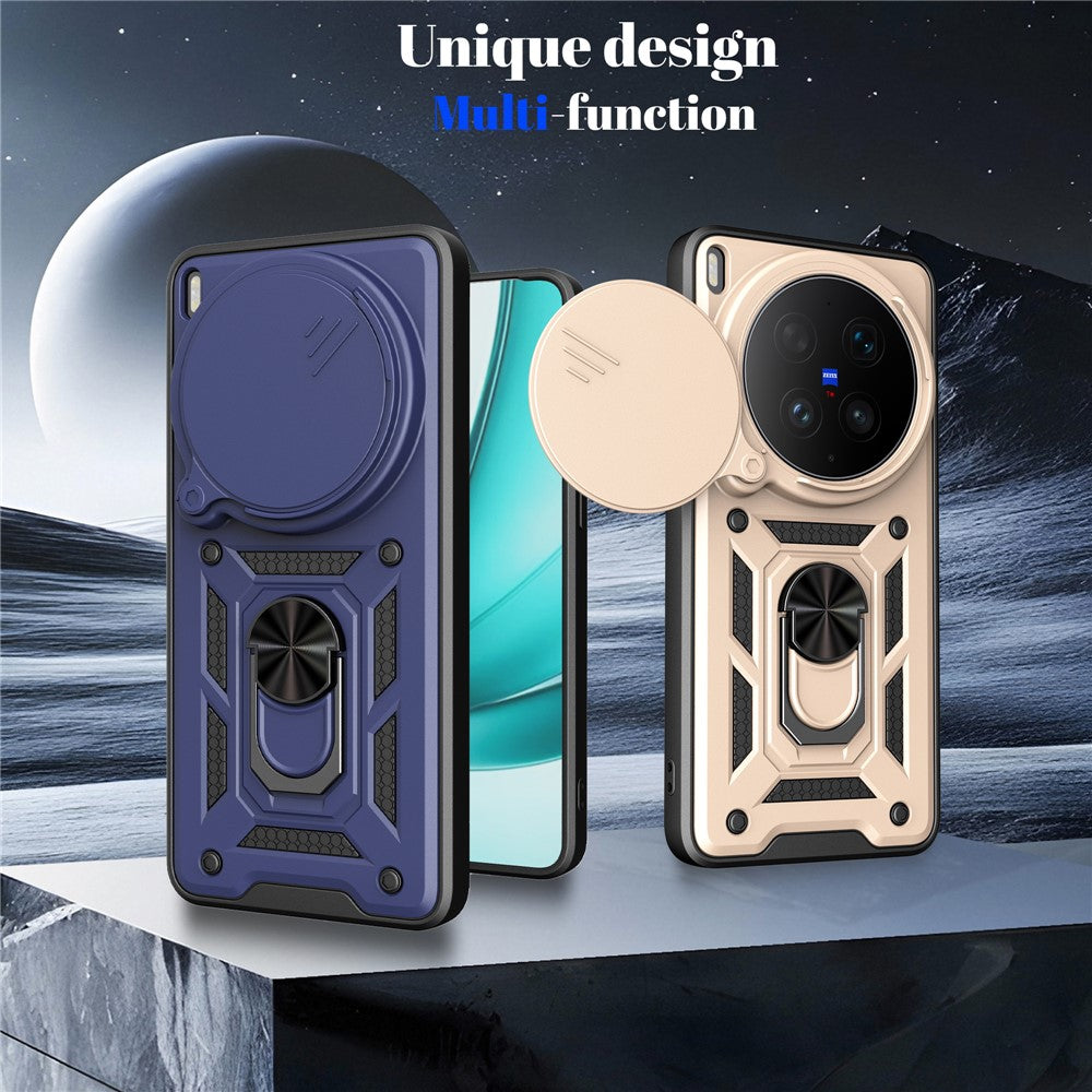 For vivo X300 Ultra 5G Case with Slide Camera Lid PC + TPU Kickstand Phone Cover