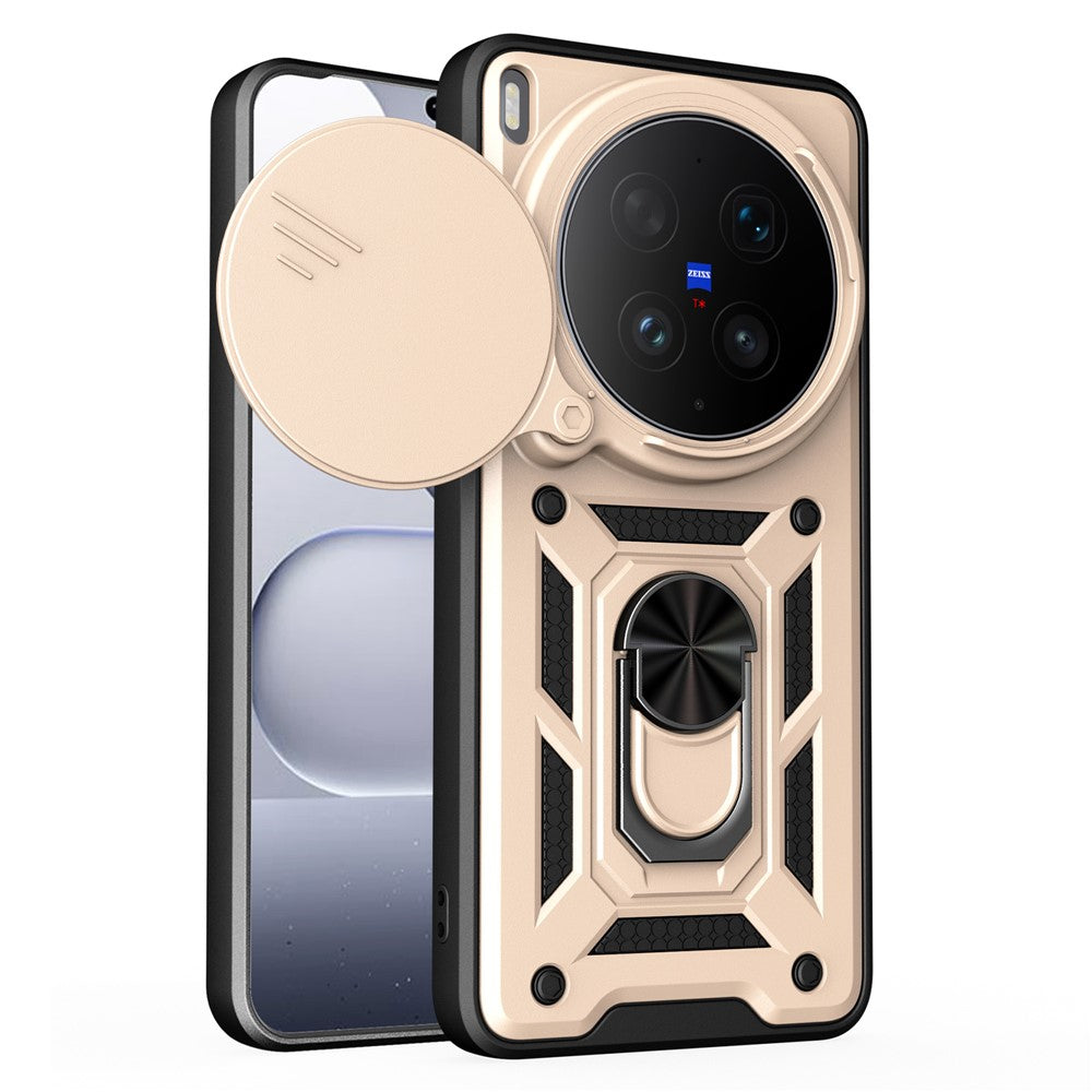 For vivo X300 Ultra 5G Case with Slide Camera Lid PC + TPU Kickstand Phone Cover
