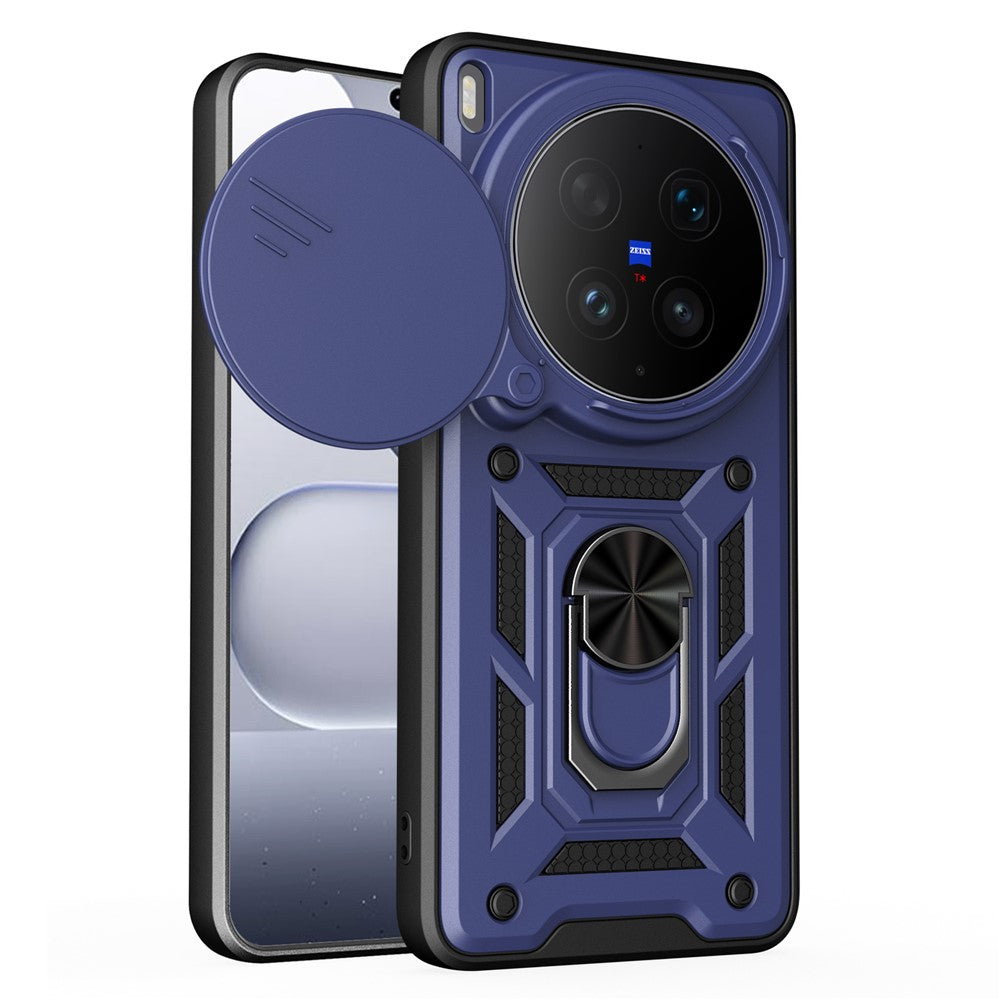 For vivo X300 Ultra 5G Case with Slide Camera Lid PC + TPU Kickstand Phone Cover