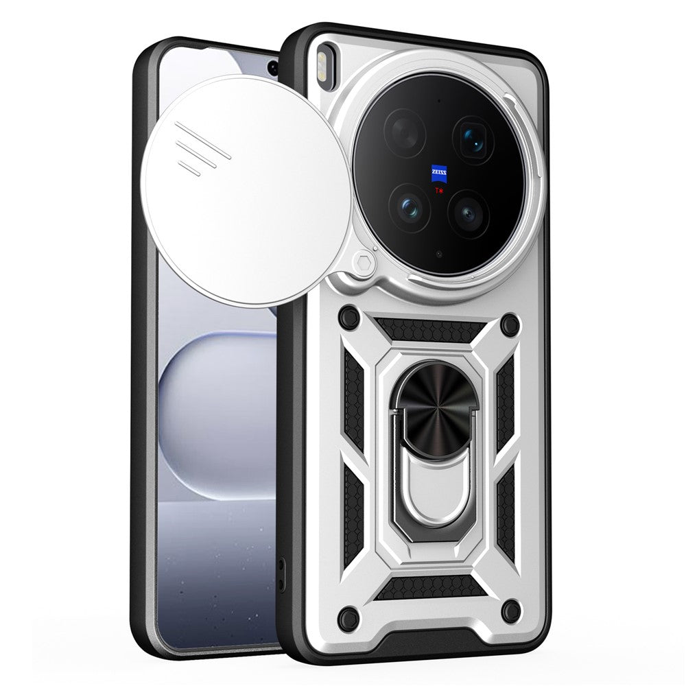 For vivo X300 Ultra 5G Case with Slide Camera Lid PC + TPU Kickstand Phone Cover