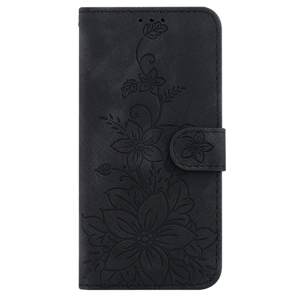 OnePlus Nord 6 5G / CE6 5G Stativskal Lily Flower Imprint Lädermobilskal med Handledsrem