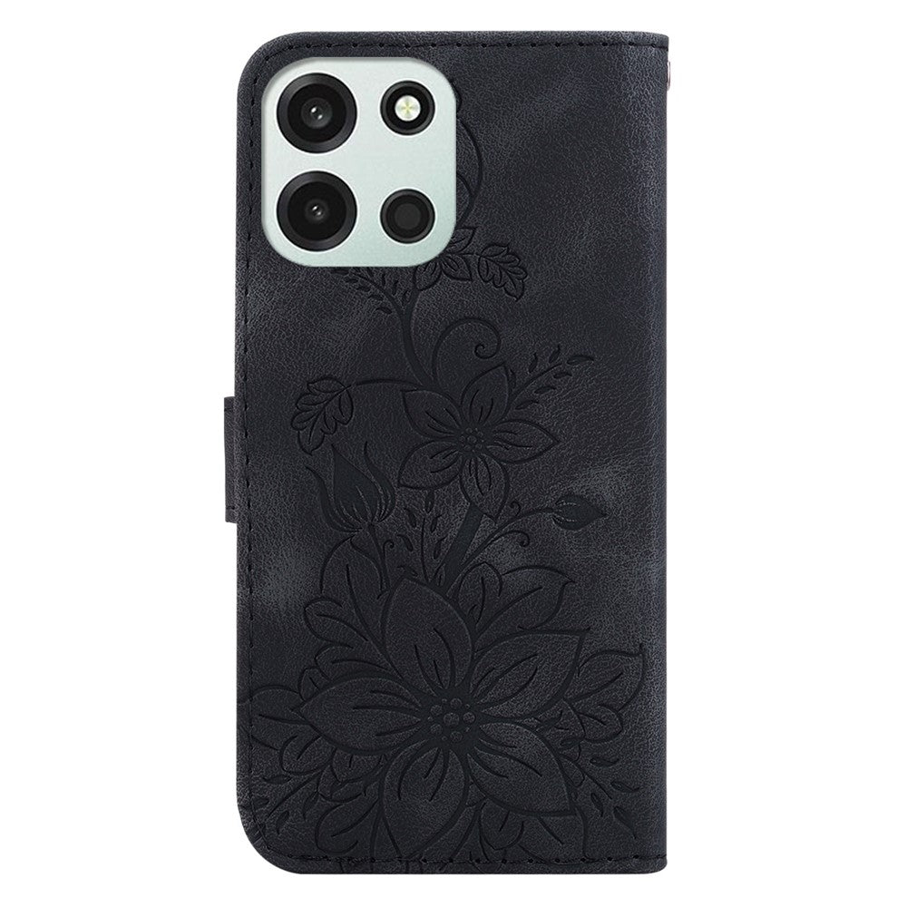 OnePlus Nord 6 5G / CE6 5G Stativskal Lily Flower Imprint Lädermobilskal med Handledsrem